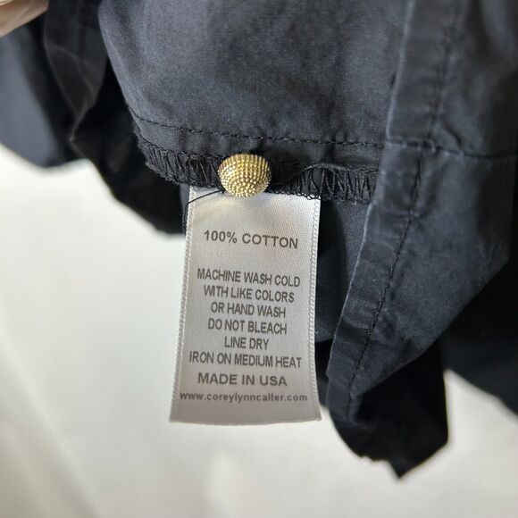 Corey Lynn Calter NWOT Peggy Black Cotton Puff Sleeve Popover Peplum Top Size L - Picture 9 of 12